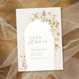 Elegant Gold Botanical Floral Arch Save The Date