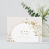 Elegant Gold Botanical Floral Arch Wedding Bedankkaart (Staand voorkant)