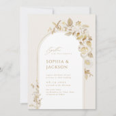 Elegant Gold Botanical Floral Arch Wedding Kaart (Voorkant)