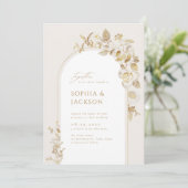 Elegant Gold Botanical Floral Arch Wedding Kaart (Staand voorkant)