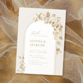 Elegant Gold Botanical Floral Arch Wedding Kaart