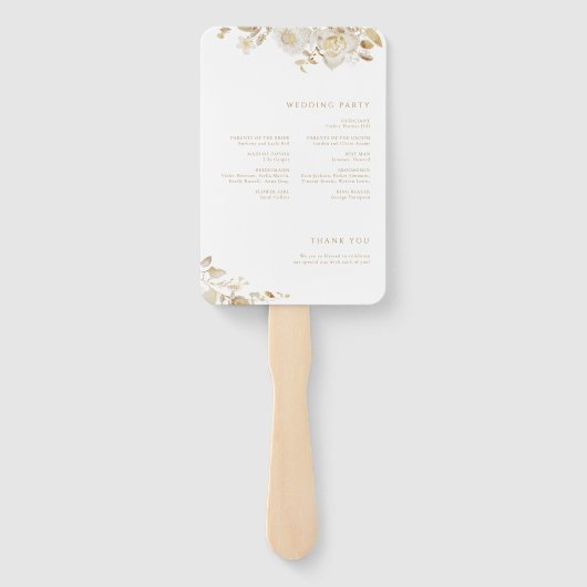 Elegant Gold Botanical Floral Arch Wedding Program Handwaaier (Achterkant)