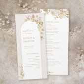 Elegant Gold Botanical Floral Arch Wedding Programmakaart