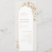 Elegant Gold Botanical Floral Arch Wedding Programmakaart (Voorkant)