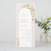 Elegant Gold Botanical Floral Arch Wedding Programmakaart (Staand voorkant)