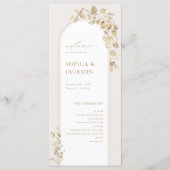 Elegant Gold Botanical Floral Arch Wedding Programmakaart (Voorkant)