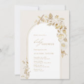 Elegant Gold Botanical Floral Baby shower Kaart (Voorkant)