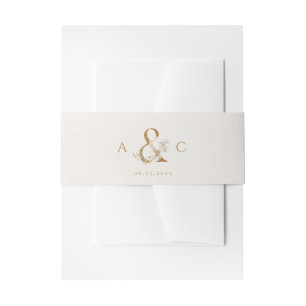 Elegant Gold Botanical Floral Monogram Weddenschap Uitnodigingen Wikkel