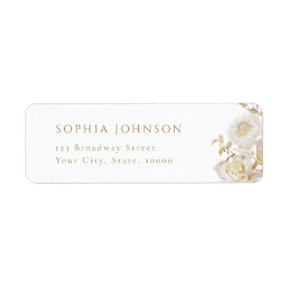 Elegant Gold Botanical Floral Return Address Etiket