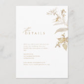 Elegant Gold Botanical Floral Wedding Details Informatiekaartje (Voorkant)