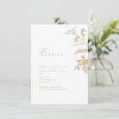 Elegant Gold Botanical Floral Wedding Details Informatiekaartje (Staand voorkant)