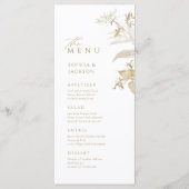 Elegant Gold Botanical Floral Wedding Menu (Voorkant)