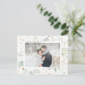 Elegant Gold Botanical Greenery Photo Holiday Post Briefkaart (Staand voorkant)