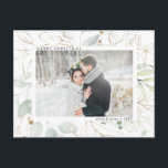 Elegant Gold Botanical Greenery Photo Holiday Post Briefkaart<br><div class="desc">Elegant en modern goud botanische groene fotofeestkaart. Voor meer geavanceerde aanpassing van dit ontwerp,  te klikken gelieve de Customize Verdere verbinding om de doopvont,  de grootte,  de kleur,  enz. te veranderen.</div>