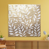 Elegant Gold Botanical Leaves – Realist Canvas Afdruk (Insitu (Woonkamer))