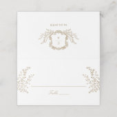 Elegant Gold Botanical Leaves Wedding Escort Plaatskaartje (Buitenkant ongevouwen)