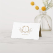 Elegant Gold Botanical Leaves Wedding Escort Plaatskaartje (Achterkant)