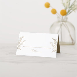 Elegant Gold Botanical Leaves Wedding Escort Plaatskaartje