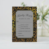 Elegant Gold Botanical M | Weddenschap met een inn RSVP Kaartje (Staand voorkant)