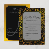 Elegant Gold Botanical M | Weddenschap met een inn RSVP Kaartje (Voorkant / Achterkant)