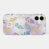 Elegant Gold Botanical Marble Mongram iPhone 16 Hoesje (Achterkant horizontaal)
