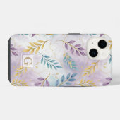 Elegant Gold Botanical Marble Mongram iPhone Hoesje (Achterkant horizontaal)