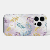 Elegant Gold Botanical Marble Mongram iPhone Hoesje (Achterkant horizontaal)