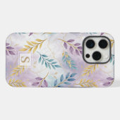 Elegant Gold Botanical Marble Mongram iPhone Hoesje (Achterkant horizontaal)