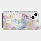Elegant Gold Botanical Marble Mongram iPhone Hoesje (Achterkant horizontaal)