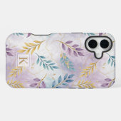 Elegant Gold Botanical Marble Mongram iPhone Hoesje (Achterkant horizontaal)