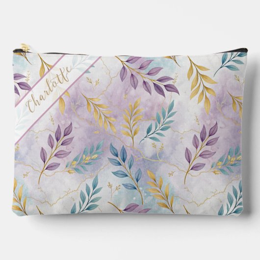 Elegant Gold Botanical Marble Personalized Etui (Voorkant)