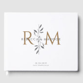 Elegant Gold Botanical Monogram Wedding Gastenboek (Voorkant)