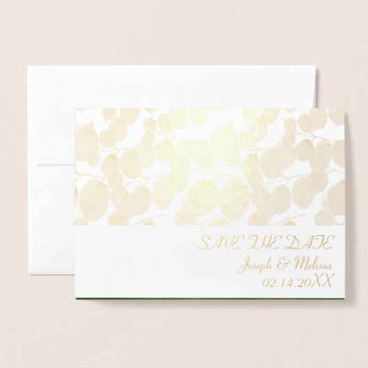 Elegant Gold Botanical Photo Save the Date Folie Kaarten (Voorkant met envelop)