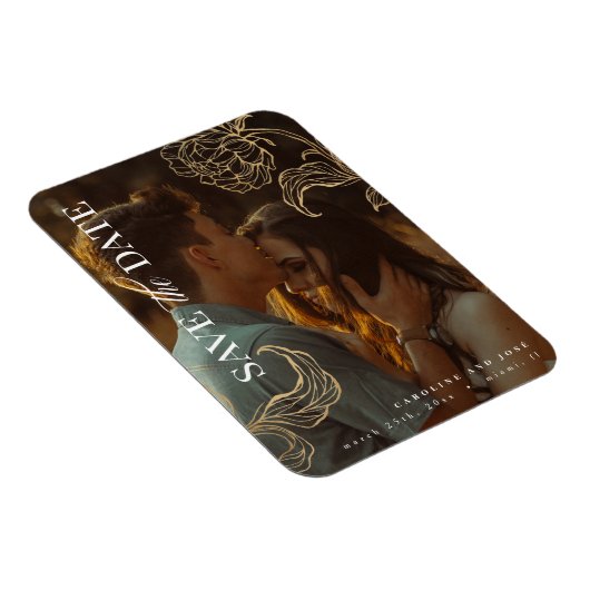Elegant Gold Botanical Photo Save the Date Magneet (Rechterzijde)