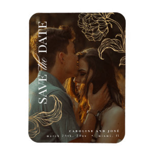 Elegant Gold Botanical Photo Save the Date Magneet