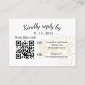 Elegant Gold Botanical QR RSVP Enclosure Kaart (Achterkant)