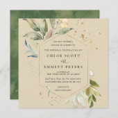 Elegant Gold Botanical Square Weddenschap Kaart