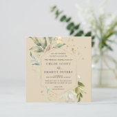 Elegant Gold Botanical Square Weddenschap Kaart (Staand voorkant)