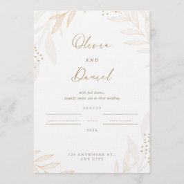 Elegant Gold Botanical Wedding Invitation | Editab Kaart