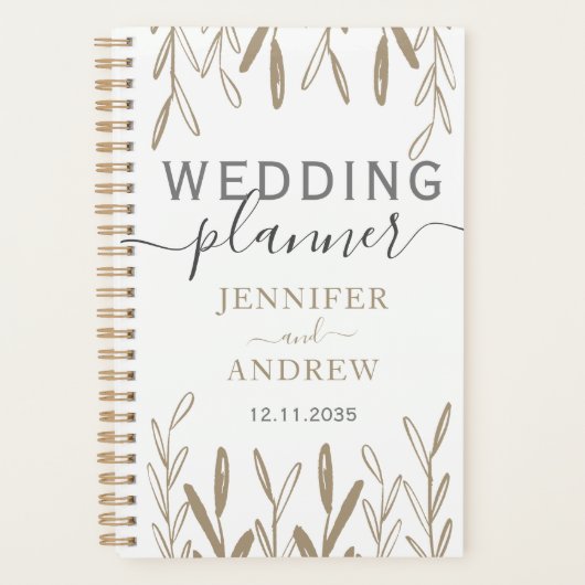 Elegant Gold Botanical Wedding Planner (Voorkant)