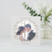 Elegant Gold Botanical Wreatfoto Hartelijk dank (Staand voorkant)