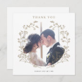 Elegant Gold Botanical Wreatfoto Hartelijk dank (Voorkant / Achterkant)