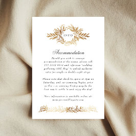 elegant gold botanical wreath wedding extra info informatiekaartje