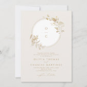 Elegant Gold Botanical Wreatmonogram Weddenschap Kaart (Voorkant)
