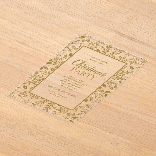Elegant Gold Botanicals Christmas Party Acryl Uitnodigingen (Laagn)