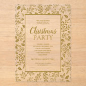 Elegant Gold Botanicals Christmas Party Acryl Uitnodigingen (Voorkant)