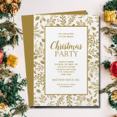 Elegant Gold Botanicals Christmas Party Kaart