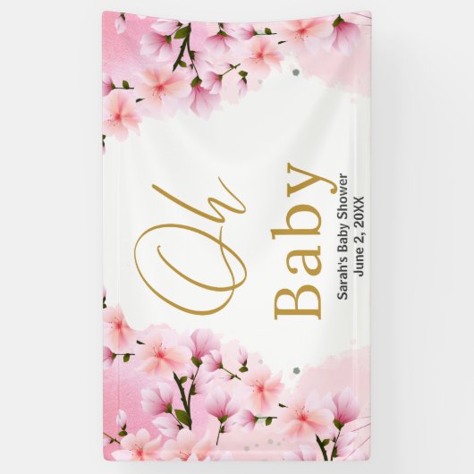 Elegant Gold Botanisch Baby shower Spandoek (Verticaal)