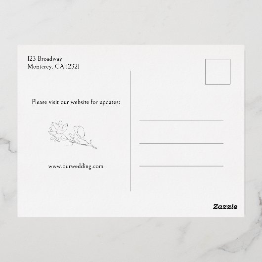 Elegant Gold Botanische Calligrafie Sparen de Datu Folie Uitnodiging Briefkaart (Achterkant)