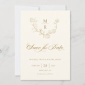 Elegant Gold Botanische Calligrafie Sparen de Datu Save The Date (Voorkant)